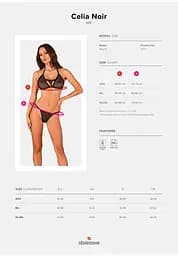 Комплект білизни Obsessive Celia Noir XS/S чорний - мініатюра 7