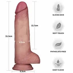 Фалоімітатор - Sliding Skin Pro II Dual Layer Silicone Dong 8.5" Flesh - мініатюра 3