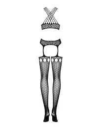 Бодістокінг Obsessive Bodystocking G313 шнурівка геометричний декор S/M/L - мініатюра 6