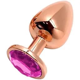 Металлическая анальная пробка Wooomy Tralalo Rose Gold Metal Plug Magenta L