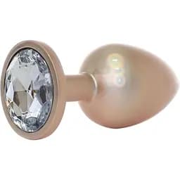 Анальная пробка Jewellery Pearl Gold Plug Clear M 8 см (золотой)