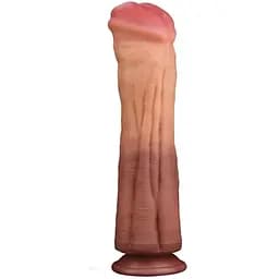 Фалоімітатор LoveToy Dual Layered Silicone Cock 12" 30 см коричневий