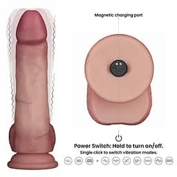 Реалістичний вібратор Vibrating Sliding Skin Pro II тілесний 20см - мініатюра 10