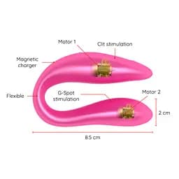 Смарт-вібратор для пар DOUBLE PLEASURE, колір: рожевий Oninder (Іспанія) Oninder O937690 103162 - мініатюра 5