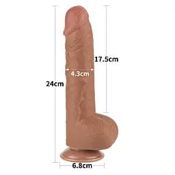 Фалоімітатор Lovetoy Sliding-Skin Dual Layer Dong 9.5'' 24 см (коричневий) - мініатюра 12