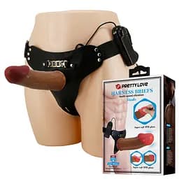 Страпон з вібро HARNESS BRIEFS Stark Universal Strap-On Harness 6,9 Dildo Flesh PRETTY LOVE BW-022096Z 100483