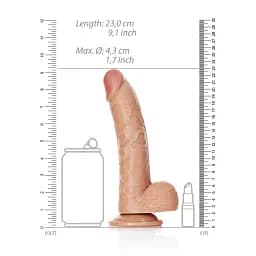 Фалоімітатор RealRock Straight Realistic 8" 23 см (бежевий) - мініатюра 8