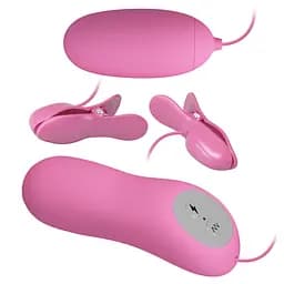 Віброяйце з затискачами для сосків Pretty Love Electric Shock & Vibro-Bullets Pink - мініатюра 4