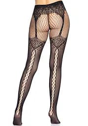 Колготки Leg Avenue Fishnet tights with back seam One size Black задній шов мереживо сітка - мініатюра 2