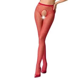 Эротические колготки-бодистокинг Passion S019 red имитация трусиков ажурных с доступом в сеточку S/M/L