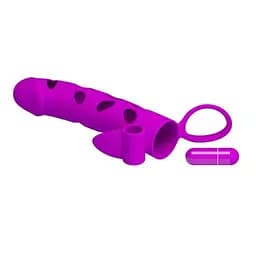 Насадка на пеніс Pretty Love Vibrating Penis Sleeve 15.2 см рожевий - мініатюра 4