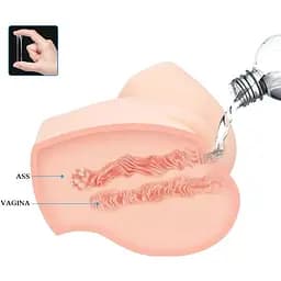 Мастурбатор з подвійною вібрацією і двома входами Crazy Bull-Veronica Dual Vagina and Anal, BM - 00900T72ZK, Телесный - мініатюра 9