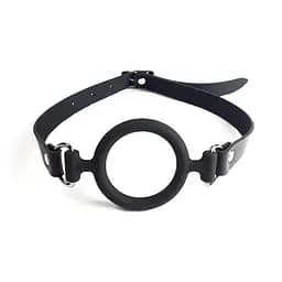 Кляп силиконовое кольцо натуральная кожа, Gag Ring внутренний диаметр кольца 40 мм, Черный Art of Sex SO6707 95121