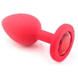 Силіконова анальна пробка з кристалом ShinePlug 9,5 см Червоний