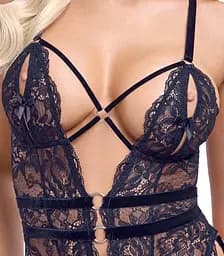 Боді Cottelli Lingerie Lace otwarte M (чорний) - мініатюра 10