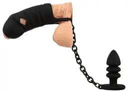 Пояс вірності для чоловіків Black Velvets Cock Cage With a Butt Plug 11.5 см чорний - мініатюра 4