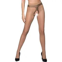 Тілесні колготки з відкритим доступом Passion контрастна лінія Tiopen 010 beige 1/2 (20 den)