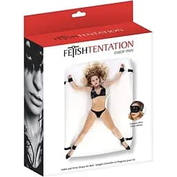 Ограничительный ремень для рук и ног для кровати с маской для глаз Fetish Tentation черный