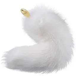 Металева анальна пробка Лисячий хвіст Lockink Sevanda White Fox-Tail Anal Pear-shape Plug - мініатюра 4