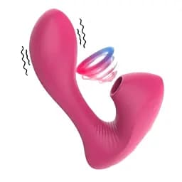 Вибратор клиторальный стимулятор I’MCUM Double Kiss с функцией сосания и подогревом Розовый (IM-KXY222-rose)