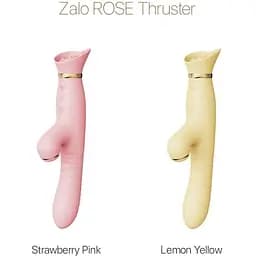 Пульсатор-вібратор із вакуумною стимуляцією клітора Zalo Rose Thruster Strawberry Pink - мініатюра 8