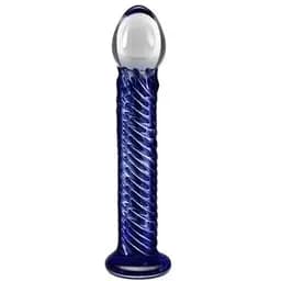 Фалоімітатор LoveToy Glass Romance 17 см синій