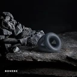 Потрійне ерекційне кільце Boners Open Cocksling сірий - мініатюра 6