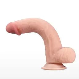 Фалоімітатор LoveToy Sliding-Skin Dual Layer Dong 9" Flesh 23 см тілесний - мініатюра 3