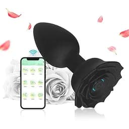 Смарт анальная пробка Smart Rose из силикона 10,5 см Черный K0836-2