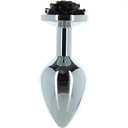 Металева анальна пробка Lux Active з трояндою - Rose Anal Plug - Black