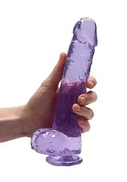 Фалоімітатор Realrock Crystal Clear 9" 22 см фіолетовий - мініатюра 7
