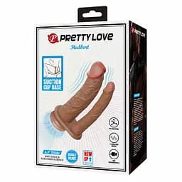 Подвійний фалоімітатор з вібрацією Pretty Love Hulbert, 20 см (коричневий) - мініатюра 6