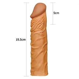 Насадка на пеніс Lovetoy Pleasure X-Tender Penis Sleeve Flesh Add 2 19.5 см коричневий - мініатюра 5