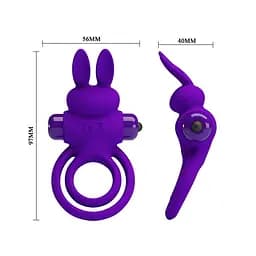 Ерекційне кільце Pretty Love Ring Bunny III 9.7х4.0 см фіолетовий - мініатюра 6