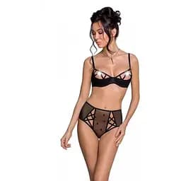 Эротический комплект с рисунком Passion LOVELIA BIKINI black L/XL