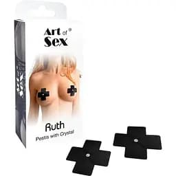 Сексуальні наклейки на груди зі стразом Art of Sex Ruth pestis with Crystal чорні One size - мініатюра 3