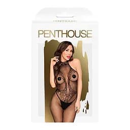 Бодістокінг з високим мереживним коміром Penthouse - First Lady Black S/M/L - мініатюра 3