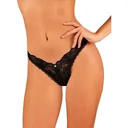 Мереживні стрінги Obsessive Donna Dream Thong M/L Black, низька посадка