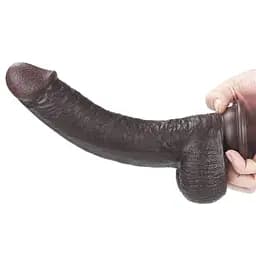 Фалоімітатор - Sliding-Skin Dual Layer Dong 9" Black - мініатюра 7
