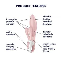 Вакуумний кліторальний стимулятор Satisfyer Air Pump Bunny 3 Rose - мініатюра 4