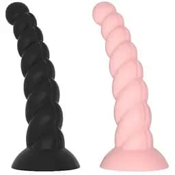 Фалоімітатори ребристі на присосці набір 4 шт. рожевий, чорний