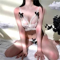 Комплект з мережива еротичний S/M Білий K0212-1