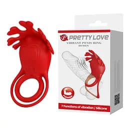 Виброкольцо PRETTY LOVE - VIBRATION PENIS RING, Ruben, 7 vibration functions red PRETTY LOVE BI-210311 99055