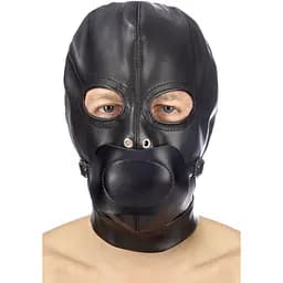 Капюшон с кляпом для БДСМ Fetish Tentation BDSM hood in Leatherette With removable gag