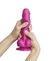 Реалістичний фалоімітатор Strap-On-Me Sliding Skin Realistic Dildo Fuchsia - M, ефект рухомий до - мініатюра 2