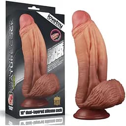 Фаллоимитатор LoveToy Dual layered Platinum Silicone 24.5 см телесный