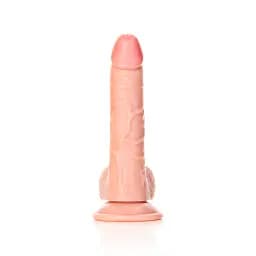 Фалоімітатор RealRock Curved Realistic Balls 7" 18 см (тілесний) - мініатюра 9