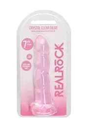 Фалоімітатор RealRock Crystal Clear 7" 18 см (рожевий) - мініатюра 5