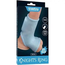 Насадка на пеніс Lovetoy Knights Ring Vibrating Silk With Scrotum Sleeve блакитний