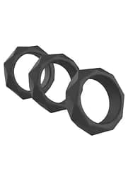 Набір ерекційних кілець Hidden Desire Heavy C-Ring Set 3 шт (чорний) - мініатюра 2